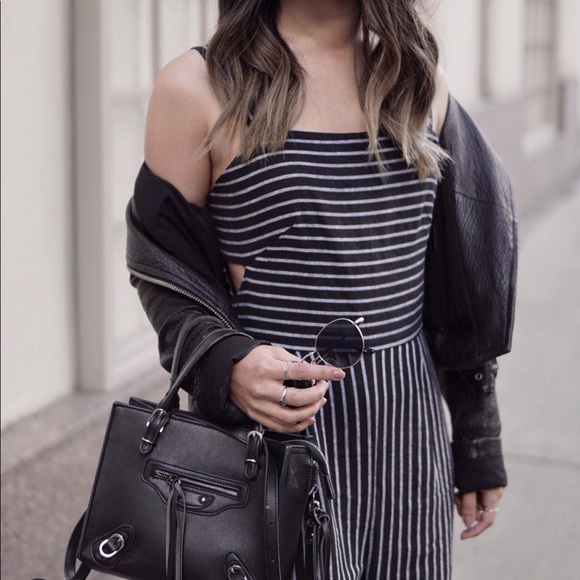 Madison & Berkeley Striped Cutout Jumpsuit - Picture 2 of 6